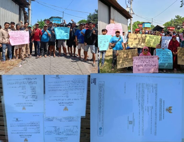 Aksi damai masyarakat desa kletek Menolak usaha bulu ayam di tutup