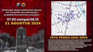 Begini Rekayasa Lalu Lintas Saat Upacara Hari Juang Polri di Surabaya.