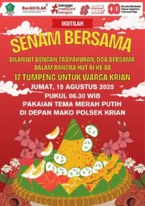 Polsek Krian Gebyar Senam Bersama dan Tasyakuran, Dalam Rangka HUT Kemerdekaan RI ke 80