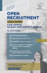 Open Recruitment Legal Intern ,Law Office Oleh Alizah Widyastuti Nobile