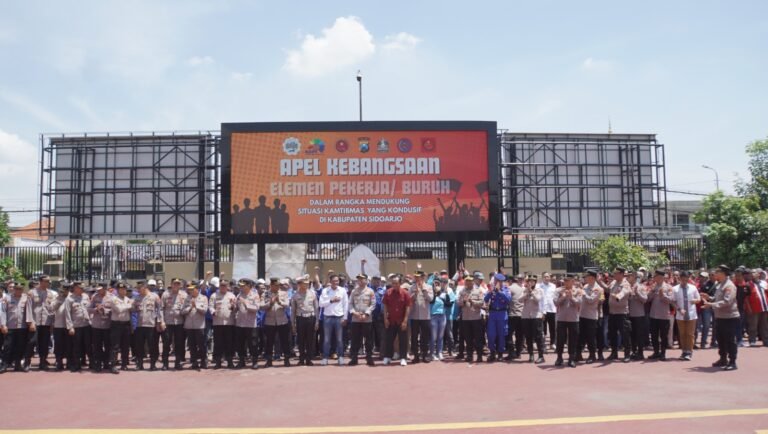 Gelar Apel Kebangsaan Buruh dan Doa Bersama di Polresta Sidoarjo