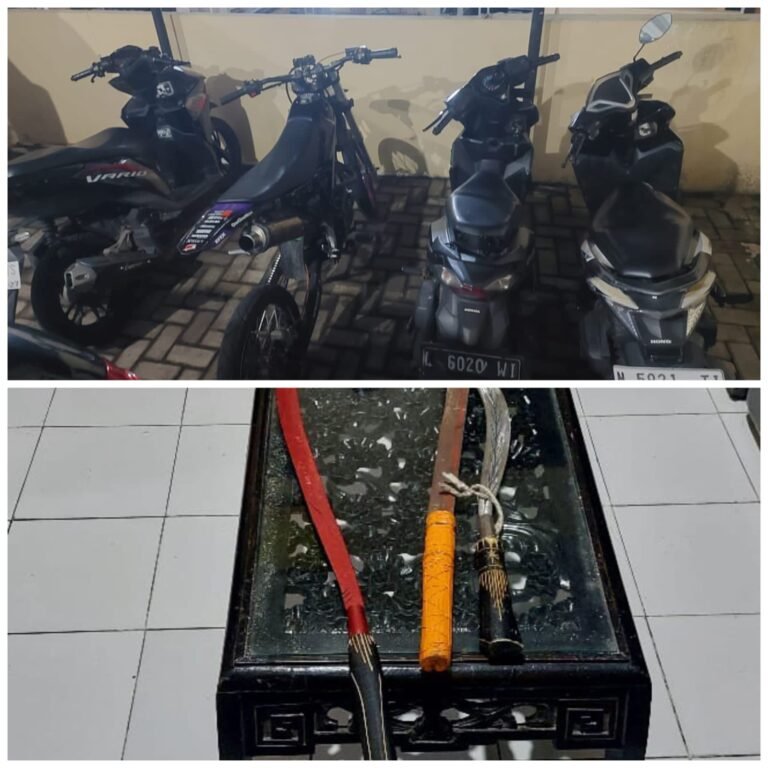 Polsek Prigen Amankan 7 Pemuda Diduga Gangster Bersama Tiga Sajam di Dusun Jagil